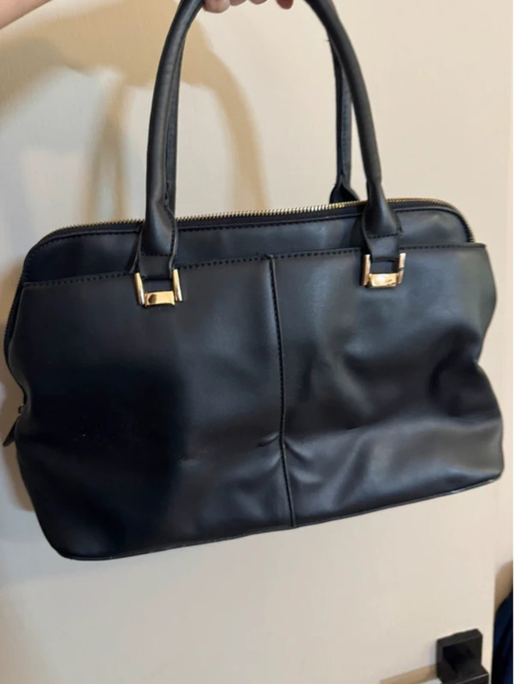 Classic Black Faux Leather Satchel Tote Bag Shoulder Purse [COPY]